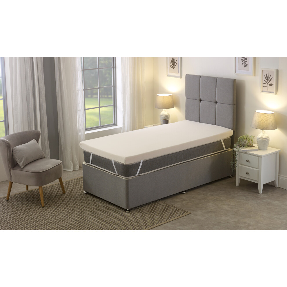 (3ft Single Mattress - 90cm x 190cm) European Double Memory Foam Mattress Topper - 2.5cm Thick