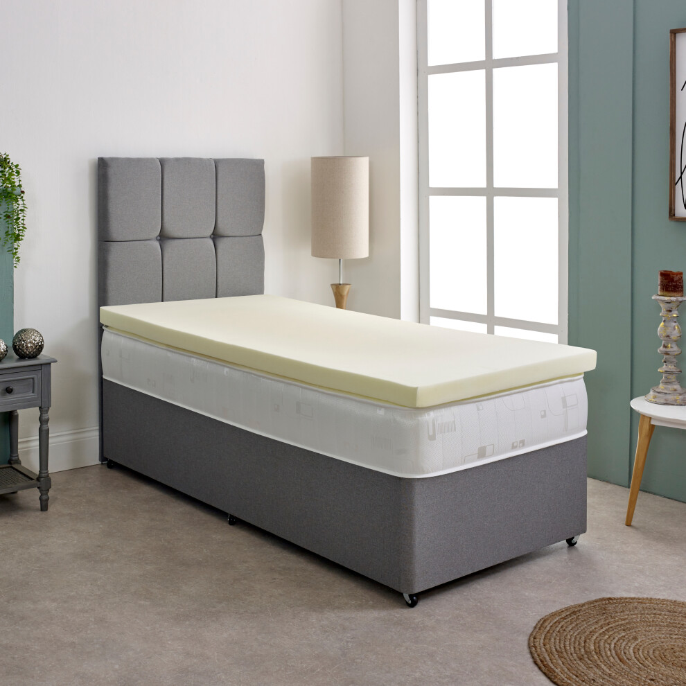 The Foam People (3Ft Single Mattress - 90Cm X 190Cm) Memory Foam Mattress Topper - 1" Deep, Pressure-Relieving Comfort