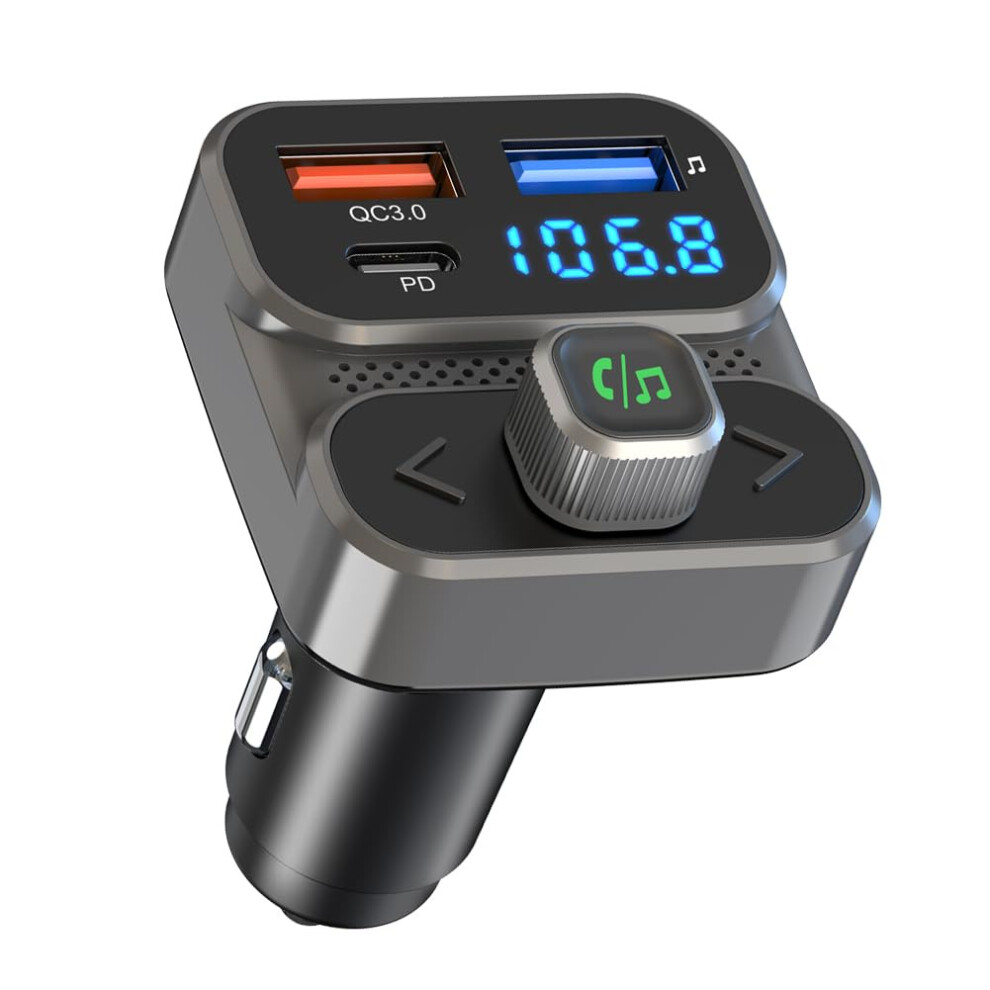 Bluetooth Fm Transmitter - 36W Qc 3.0 + Pd 3.0, Bluetooth 5.0, Hands-Free, Siri Assistant(Black) Black 6976918060709