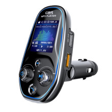 Transmetteur FM Bluetooth 5.0 QC3.0, tissu 1,44 pouce, prise en charge USB/carte TF/AUX (noir)
