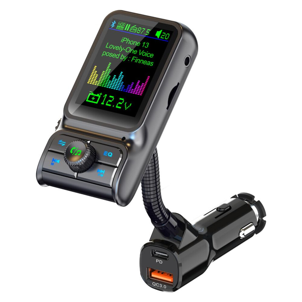 Bluetooth Fm Transmitter - Qc 3.0 Pd 3.0, Bluetooth 5.0, Hands-Free(Black) Black 6976918060761