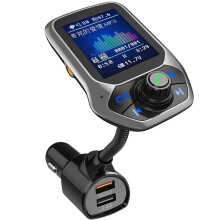 Bluetooth FM Transmitter - Color Screen, QC 3.0 Dual USB, TF & U Disk Support(Black)