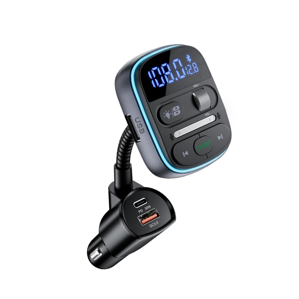 Bluetooth Fm Transmitter - Pd 30W, Qc3.0, Hi-Fi Bass, Hands-Free(Black) Black 6976918060822