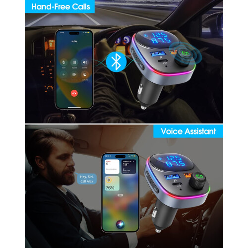 Bluetooth 5.3 FM Transmitter - PD 20W, QC 3.0, HD Display, Voice Assistant(Black) 1