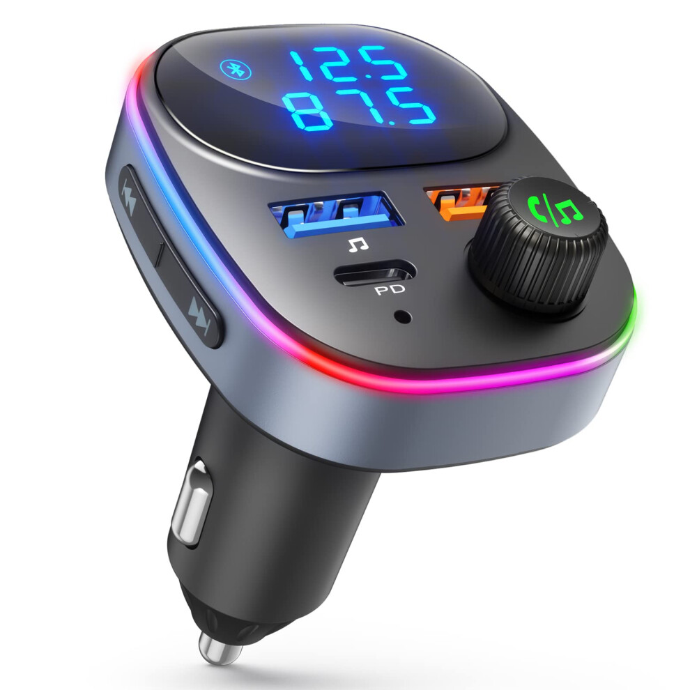 Bluetooth 5.3 Fm Transmitter - Pd 20W, Qc 3.0, Hd Display, Voice Assistant(Black) Black 6976918060853