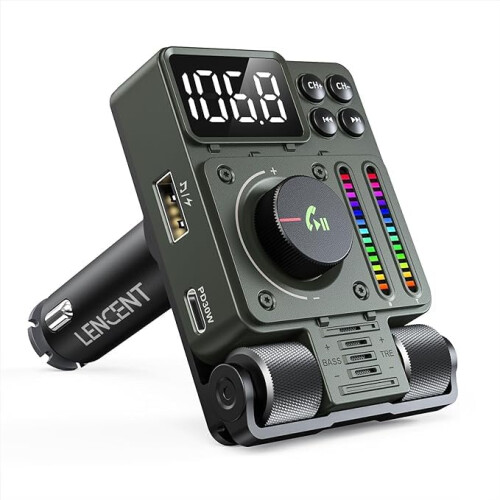 Transmisor FM PD30W con Bluetooth 5.3, volumen ajustable, control de voz y carga rápida (azul)