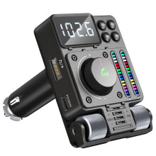 Multifunkčný Bluetooth FM vysielač do auta Bluetooth 5.3, nastavenie zvuku, živý hlas (čierny)