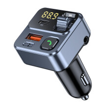 Adaptateur transmetteur FM Bluetooth pour voiture, charge rapide 42 W, activation vocale, prise en charge des clés USB (noir)