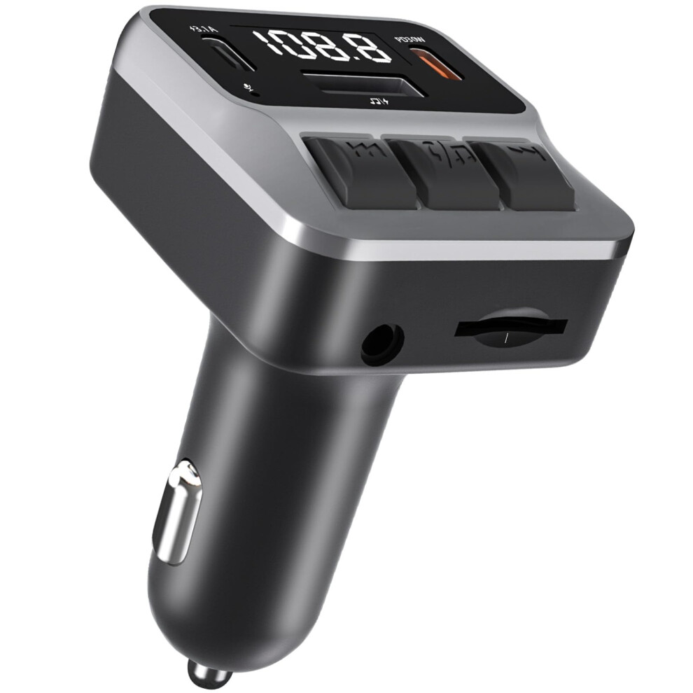 Bluetooth 5.3 Fm Transmitter - Dual Type-C Pd(30W), Qc3.0, Aux/Tf Card Support(Black) Black 6976918060686