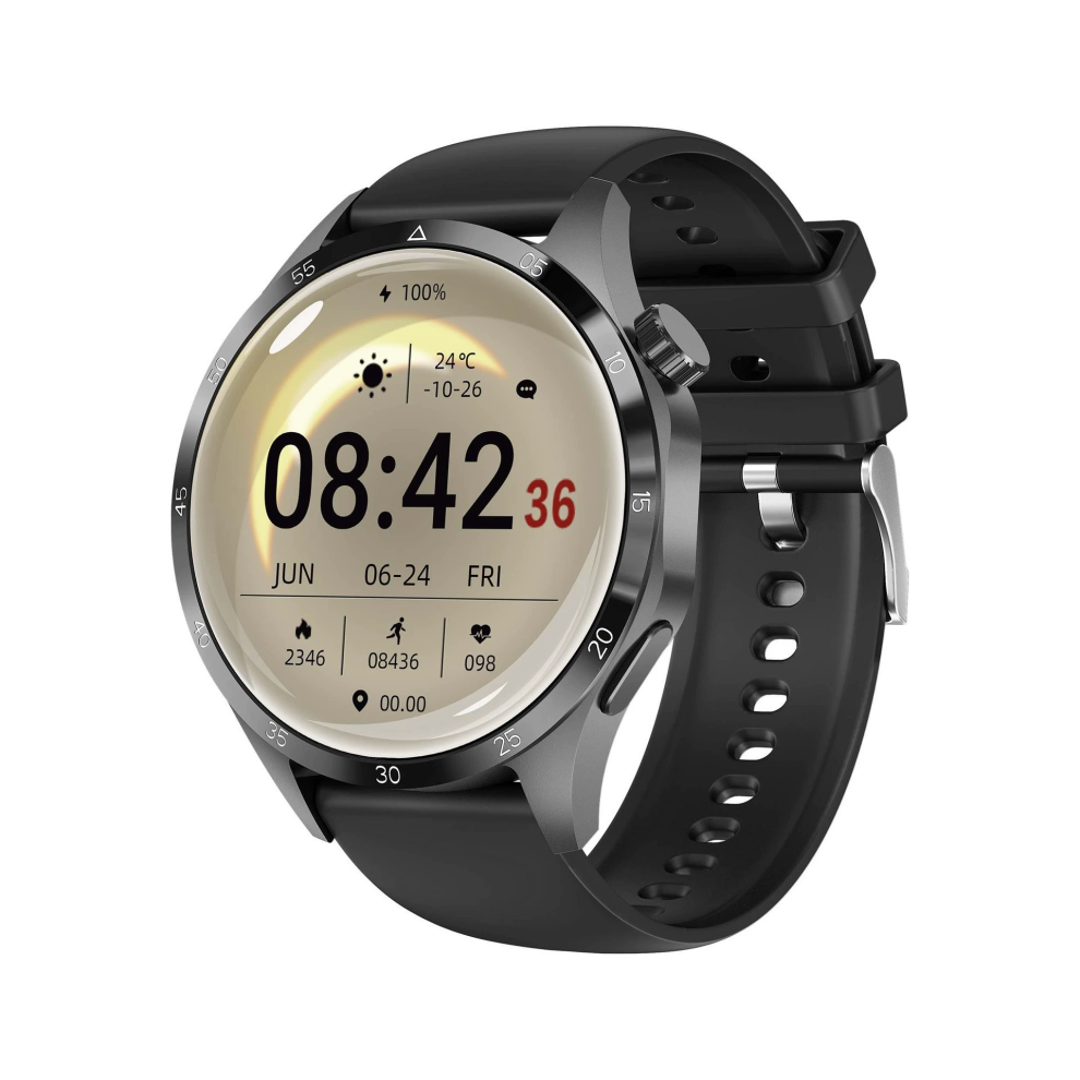Chronus Black Sports Smart Watch, Nfc, 366 X 366 Hd Screen, Gps Tracker, Compass, For Android And Ios(Black)