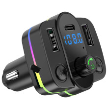 Adaptateur transmetteur FM pour voiture, chargement USB, mains libres, lecteur MP3 (noir)