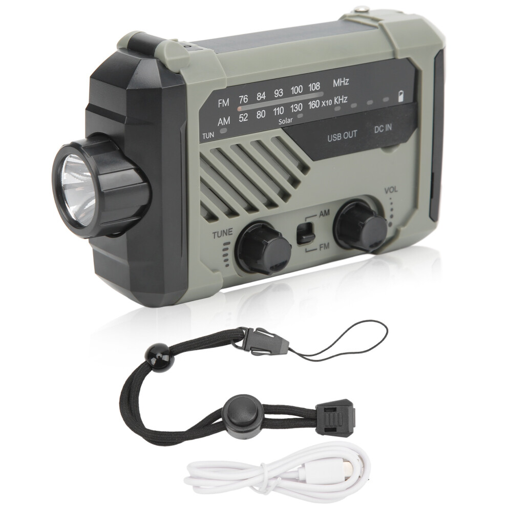 Photos - Radio / Clock Emergency Radio - Solar Hand Cranked, AM FM, Flashlight(Green)