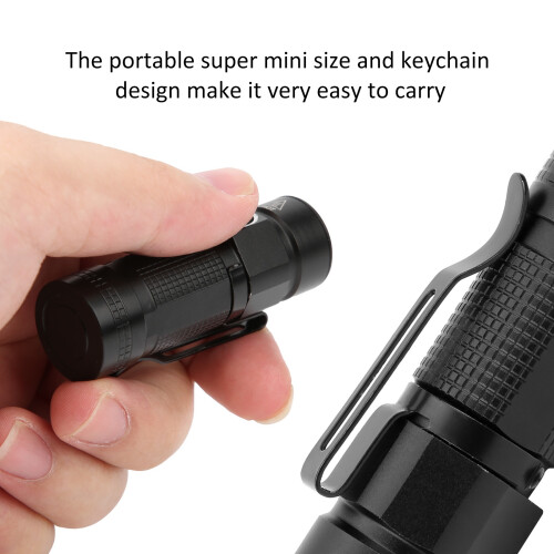 Mini Pocket Flashlight - LED, USB, Waterproof(Black) 2