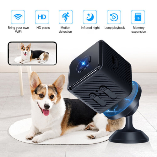 X2 Mini Smart Home Security Camera Wireless Remote Control Human Detection Sensor Camera HD 1080P Surveillance Cameras Night(Black) 1