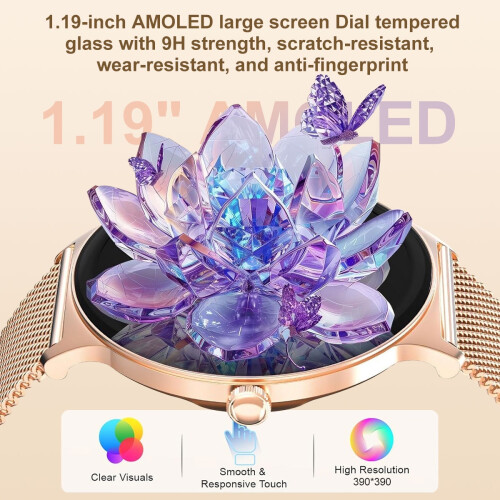 Smartwatch 1.19 inch AMOLED screen ultra-thin head Bluetooth calling(Gold) 1