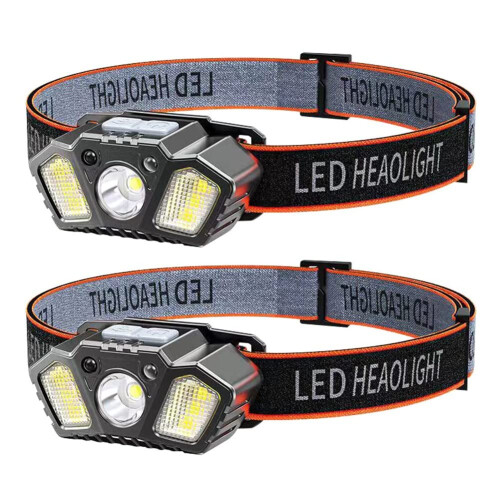 Induction Headlight LED Headlight Headlight USB Flashlight Torch Light for Fishing Camping(Black)