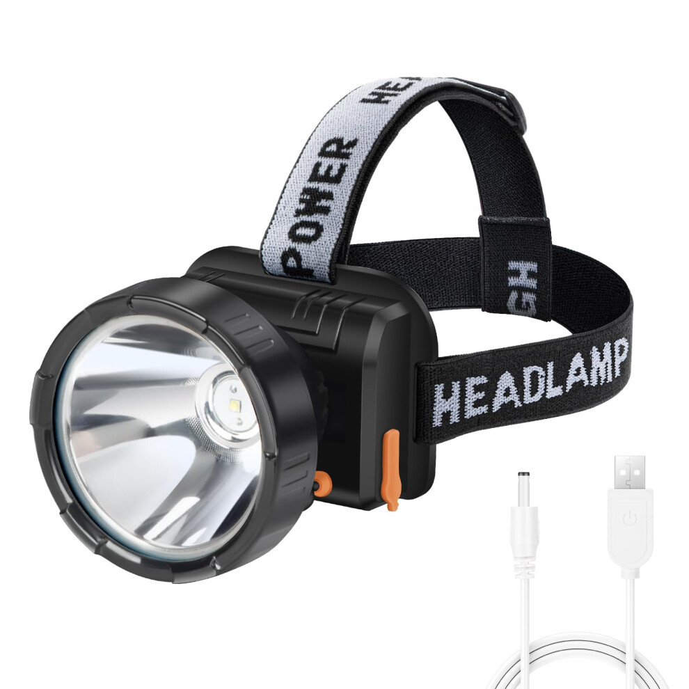 Headlamp Rechargeable - Super Bright Spotlight with 2 Modes - LED Flashlight Headlight for Camping Fishing Hiking(Black)