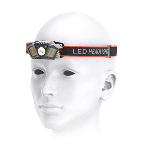 Induction Headlight LED Headlight Headlight USB Flashlight Torch Light for Fishing Camping(Black) 1