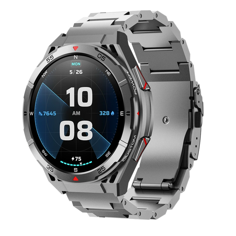 Men's Military Smart Watch, With Pressure, Altitude And Compass, 1.43" Amoled, Gps Positioning, 5Atm Waterproof, For Android Ios(Grey) Grey 6976918058973