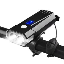 Bicycle Lights - Rechargeable Flashlight with LED Display - Bicycle Lights, Night Accessories with 5 Modes for Camping, Hiking(Black)