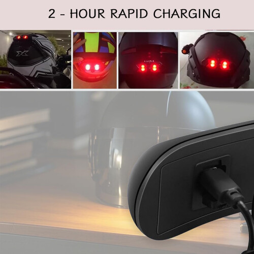 Motorcycle Helmet Lights - 2 Pack, USB Chargeable(Black) 2