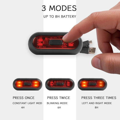 Motorcycle Helmet Lights - 2 Pack, USB Chargeable(Black) 1