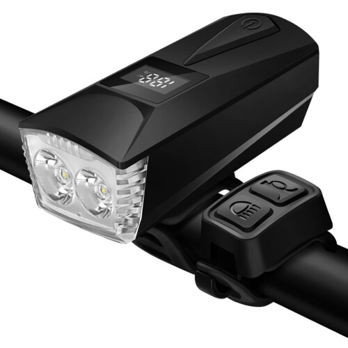 Bicycle Front Light - 1200mAh, Rechargeable, Speaker(Black)