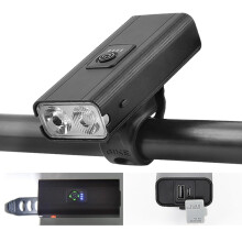 Bike Headlight - LED, USB Charging, 6 Modes(Black)