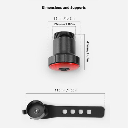 Rechargeable Tail Light - Smart, Saddle Mounting(Black) 1