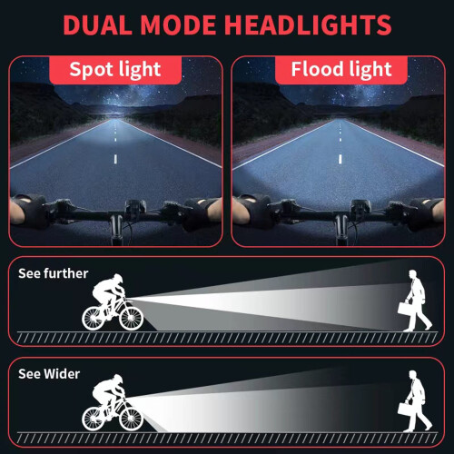 Bike Light Set - Rechargeable, Super Bright, LED(Black) 2