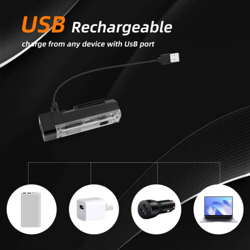 Bicycle Headlight - USB-C Rechargeable, 2 Pack(Black) 1