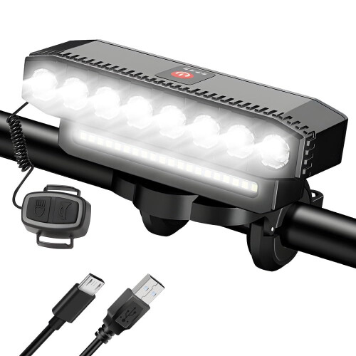 Bike Headlight - 28LED, USB Rechargeable, 7 Modes(Black)
