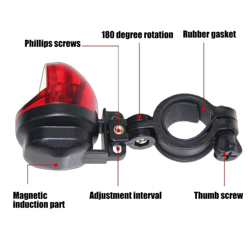 Bicycle Tail Light - Electromagnetic Induction(Black) 2