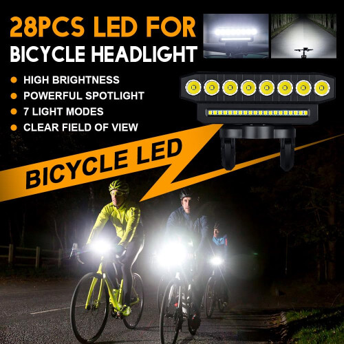 Bike Headlight - 28LED, USB Rechargeable, 7 Modes(Black) 2