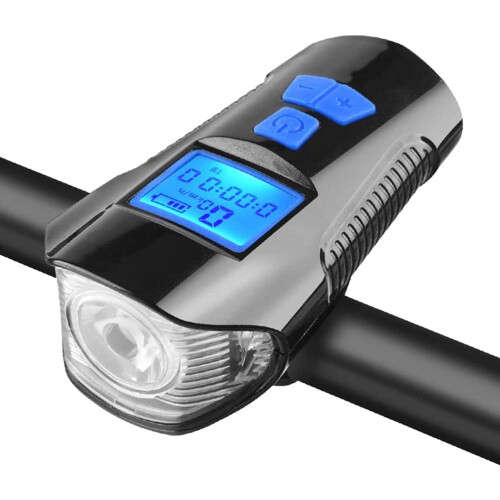 Bike Speedometer Light - USB Rechargeable, Odometer(Black)