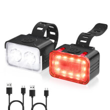 Bike Lights Set - IPX6 Waterproof, 300 Lumen(Black)