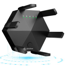 Amplificador WLAN de doble banda, 300 Mbps, 4 antenas (negro)