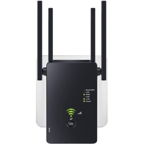 Dvojpásmový Wlan opakovač 1200 mbit/s, 4 antény (čierna)