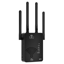 1200 Mbps Wifi Extender, 13 800 štvorcových stôp, 105+ zariadení (čierny)