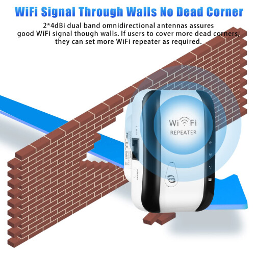 300Mbps Wifi Extender, Wireless Router Range Extender (biely) 2