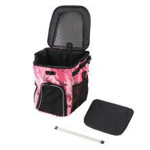 Dog Bike Basket Waterproof Breathable Removable Dog Carrier Backpack for Outdoor Travel Pink Camo(Red)