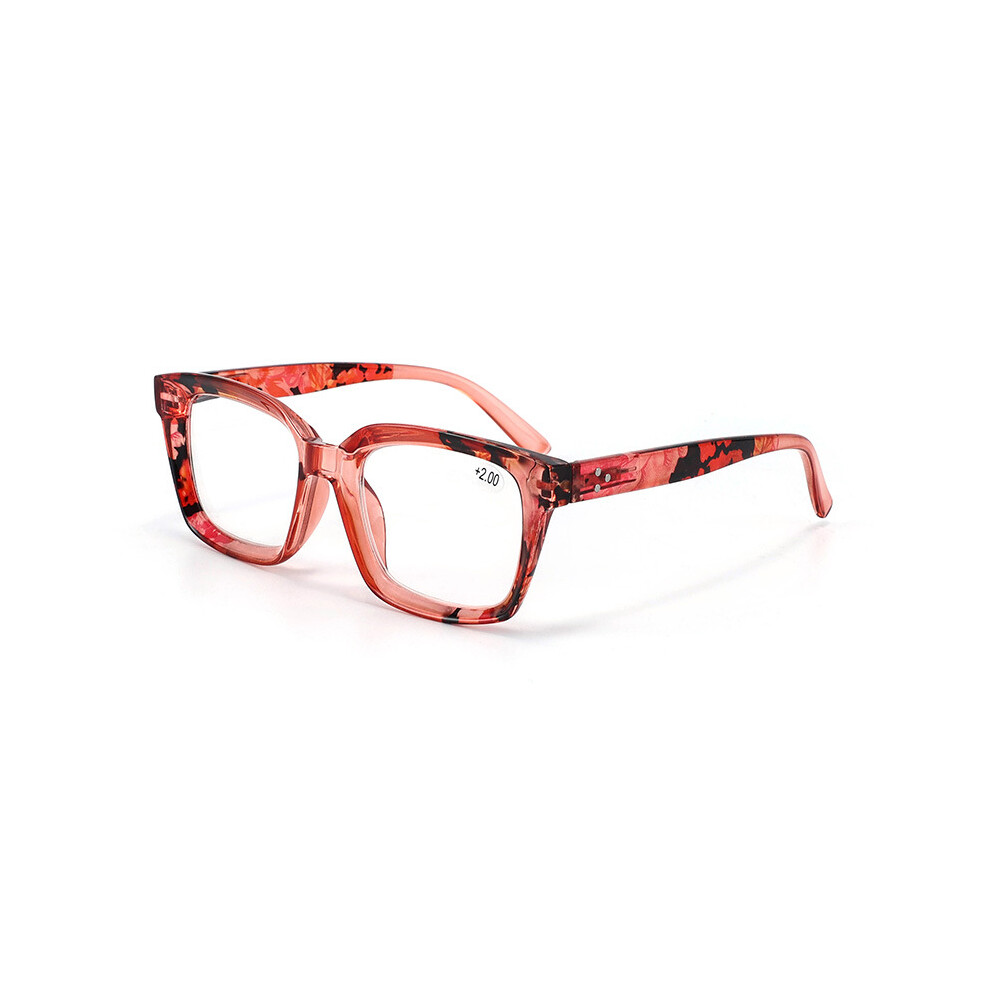 Red (, +2.5) Women Men Tinted Square Reading Glasses Blocking Readers +1.0 ~ +3.5