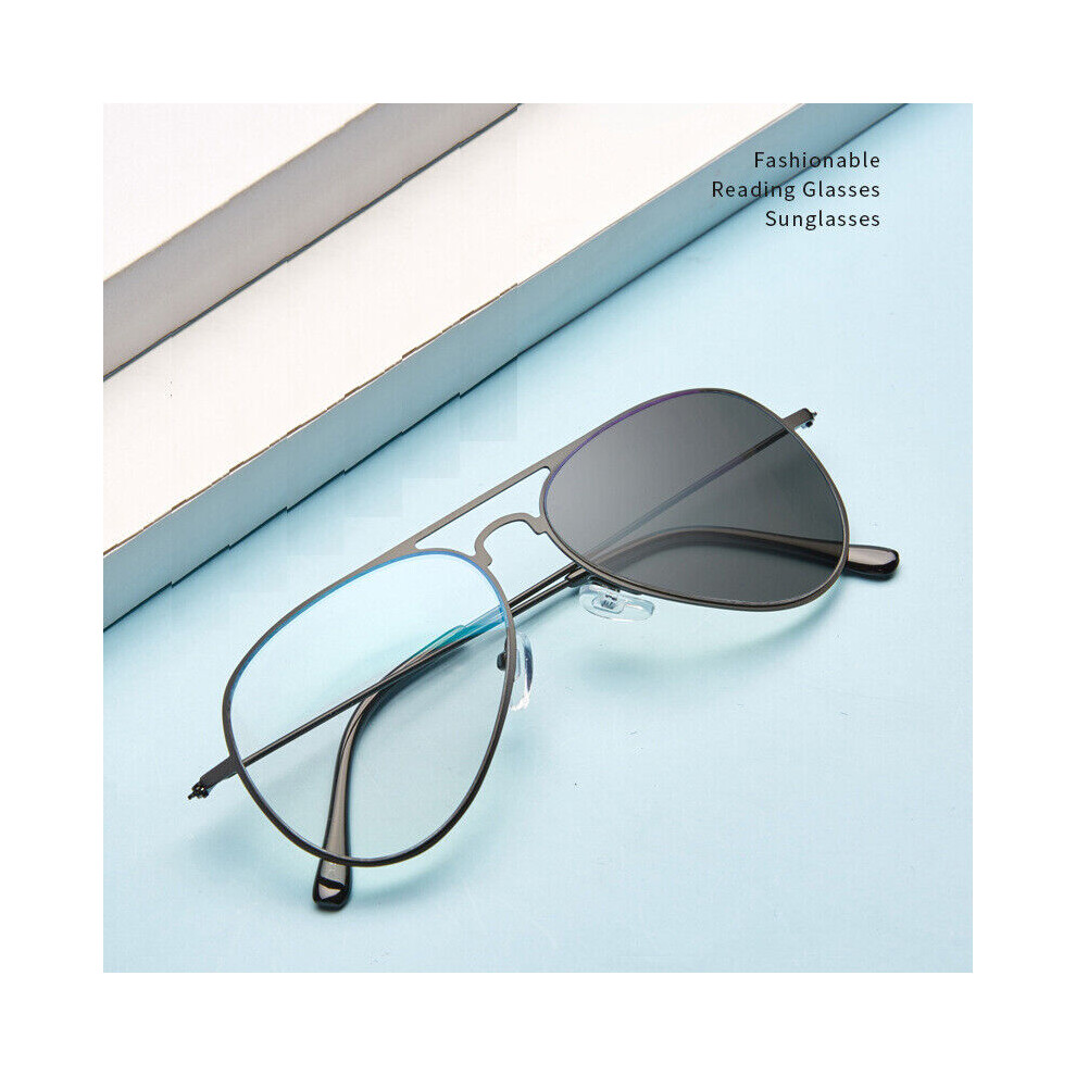 (+1.0) Progressive Multifocus Reading Glasses Metal Photochromic Transition Sunglasses +1.0 1.5 2.0 2.5 3.0 3.5
