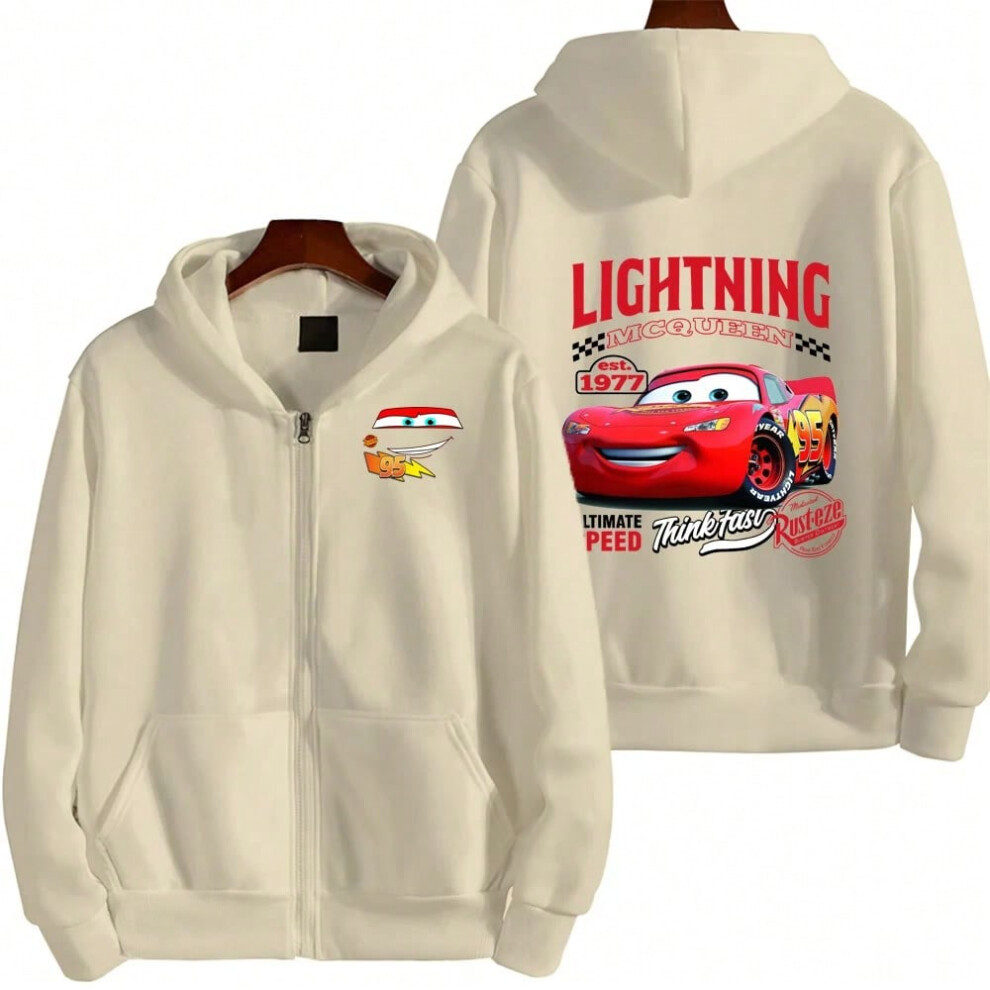 (Khaki, M) Lightning Mcqueen Cars Men Zippered Hoodie Cartoon Anime Women Hoodie 2025 New Fashion Couple leisure sports Clothes