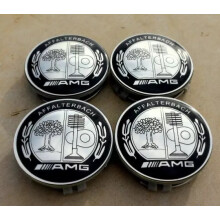 4 x AMG Mercedes Affalterbach Alloy Wheel Centre Hub Caps 75MM Chrome And Black