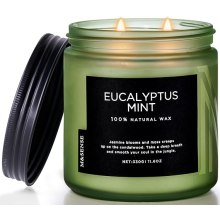 M&SENSE Eucalyptus Mint Soy Candle 330g  70hr Burn, Relaxing Gift