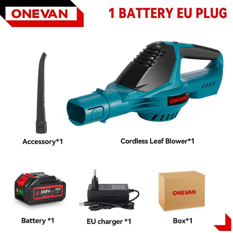 (1 Battery-EU) ONEVAN 5500W Brushless Electric Air Blower Cordless Leaf Dust Snow Blowing High Powerful Clean Power Tool For Makita 18V Battery