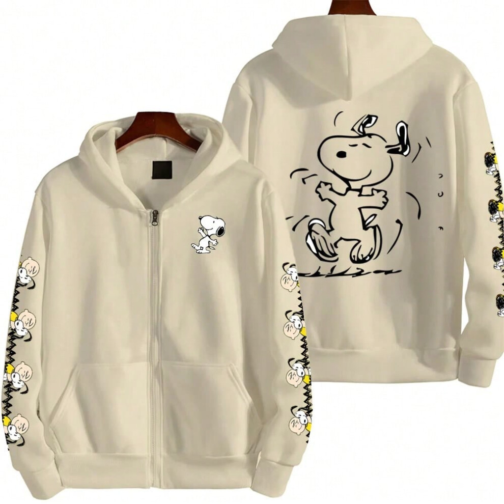 (15, L) Cute Peanut Snoopy Men's Cartoon Autumn/Winter Zipper Hoodie Women's Street Casual Fashion Couple Sports Large size Hoodie