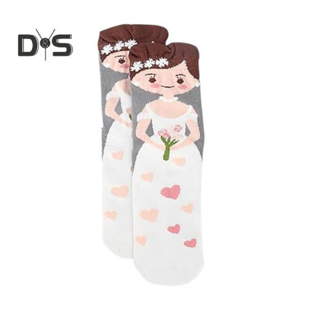 (as the picture, Female) 1 Pair/2 Pairs Wedding Socks Cartoon Bride And Groom Socks Couples Wedding Day Attire Socks Wedding Gifts for Men Women