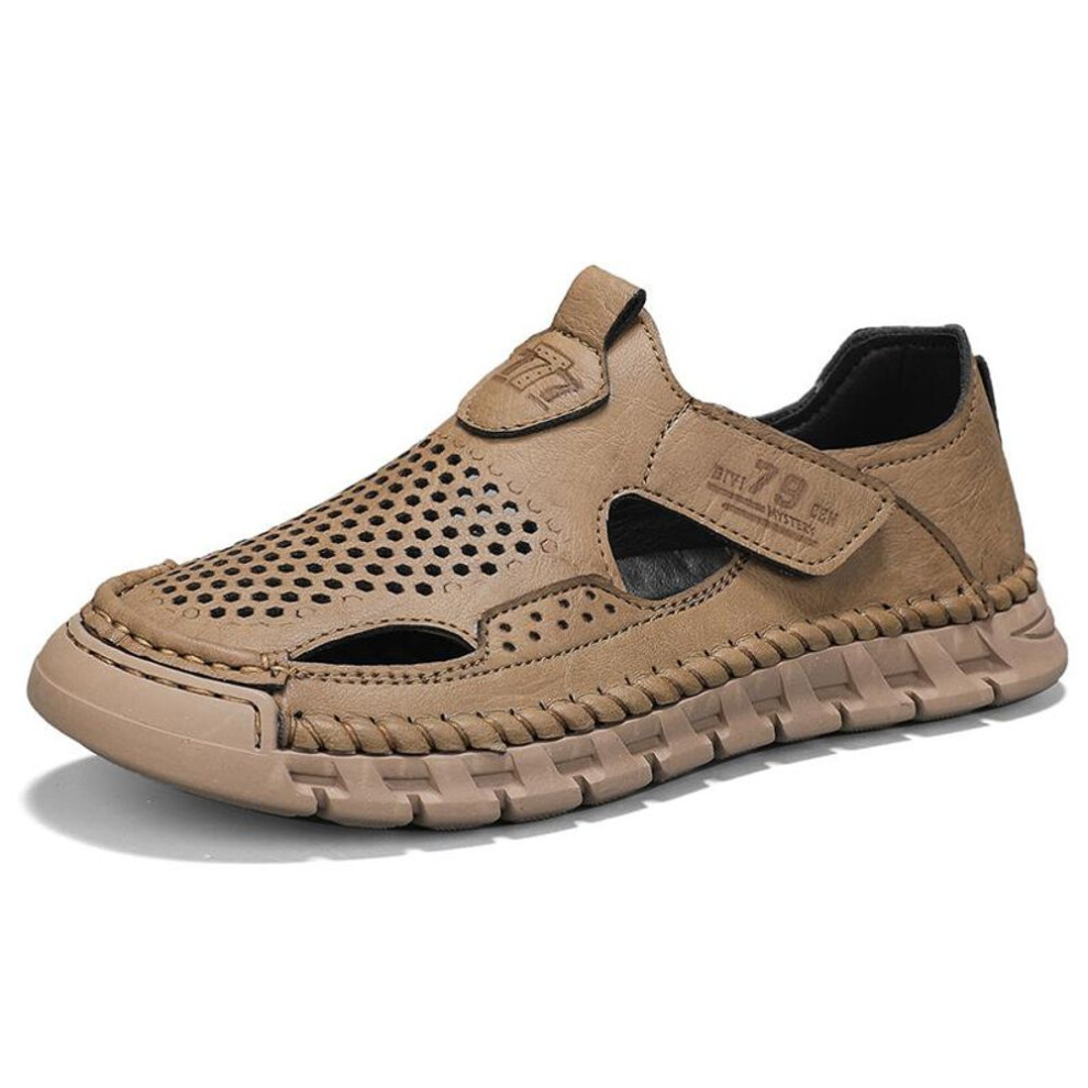 (sand, 41) Hand-stitched Summer Men Sandals Breathable Outdoor Men Beach Sandals
